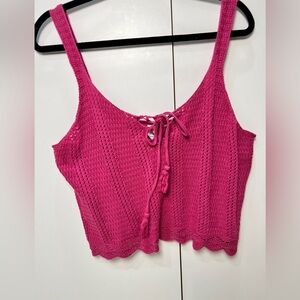 Old Navy Fuchsia Crochet Crop Top